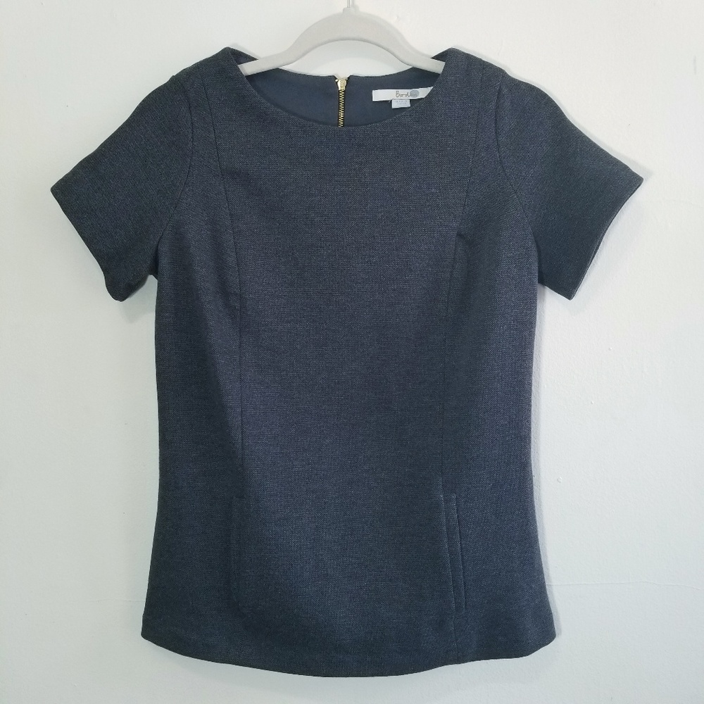 Boden Gray Cotton Blend Shortsleeve Top